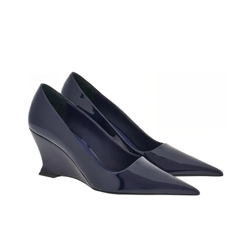 FERRAGAMO Wedge Heel High Heels 7cm Women's Blue-2