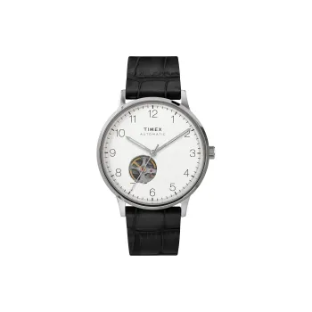 TIMEX Wrist Watch Automatic Mechanical Movement Leather Watch Bands 40mm White Dial Men's Watches