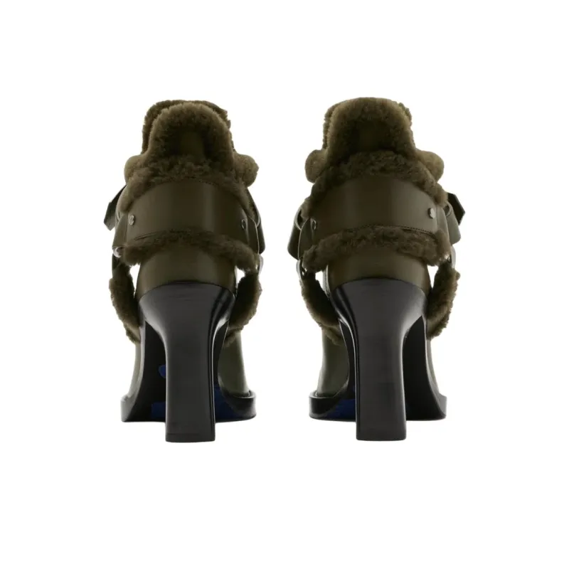Burberry Italian Ankle Boots 8.5cm Women's Green-4