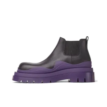 Bottega Veneta Tire Chelsea Ankle Length Chelsea Boots Men's Black Purple