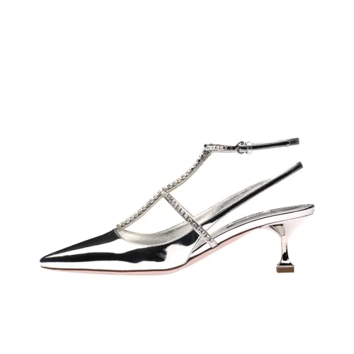 MIU MIU Cone Heel High Heels 5.5cm Women's Silver