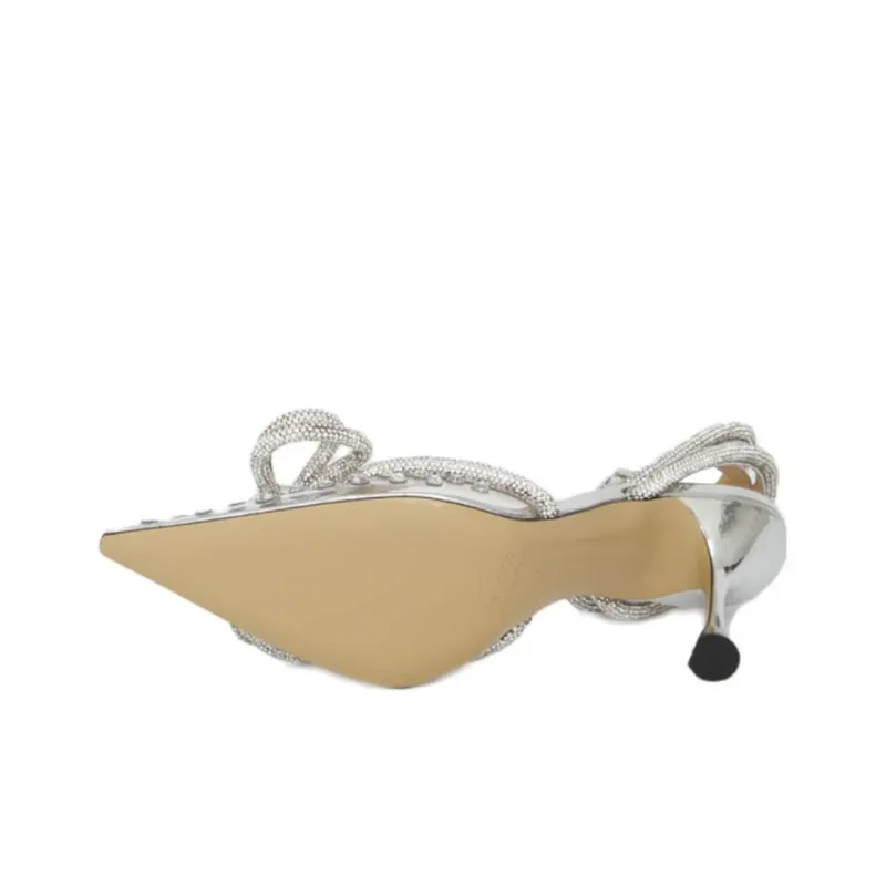 MACH & MACH Double Bow 100mm Crystal-embellished Pumps-4