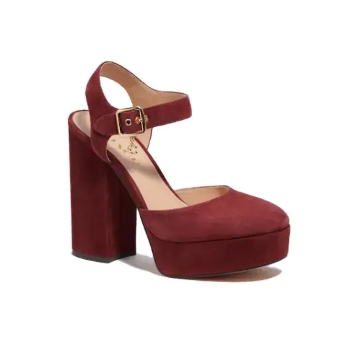 COACH Chunky Heel High Heels 11.9cm Women's Wine-1