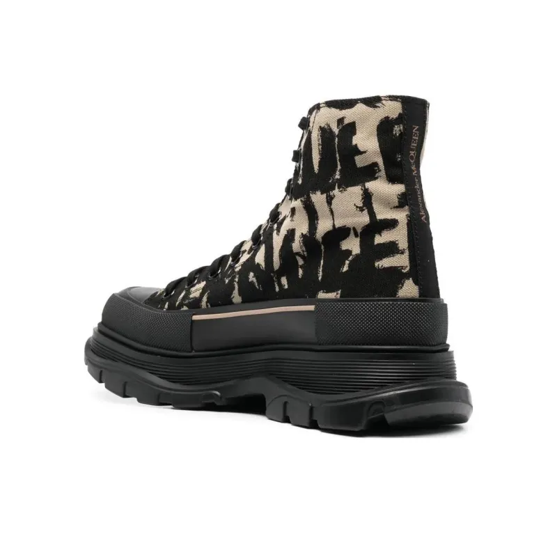Alexander McQueen Graffiti Tread Slick Boot Beige Black-4