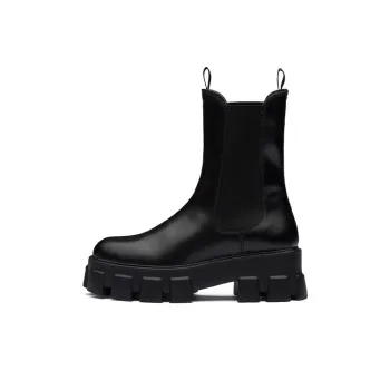 PRADA Monolith 55mm Ankle Boot Black Brushed Leather Women's