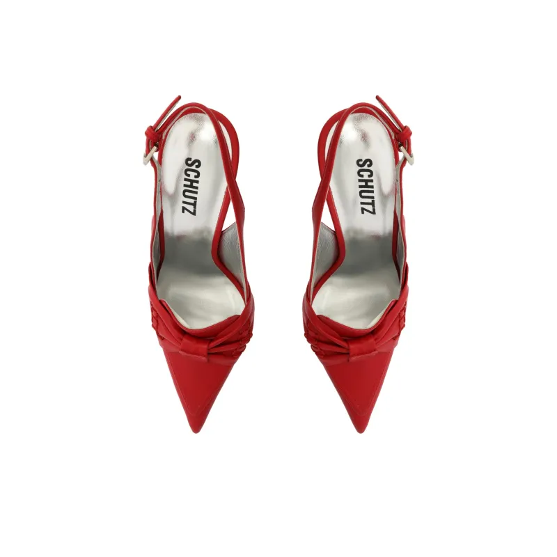Schutz Fiorella Flared Heel High Heels 10cm Women's Red-4