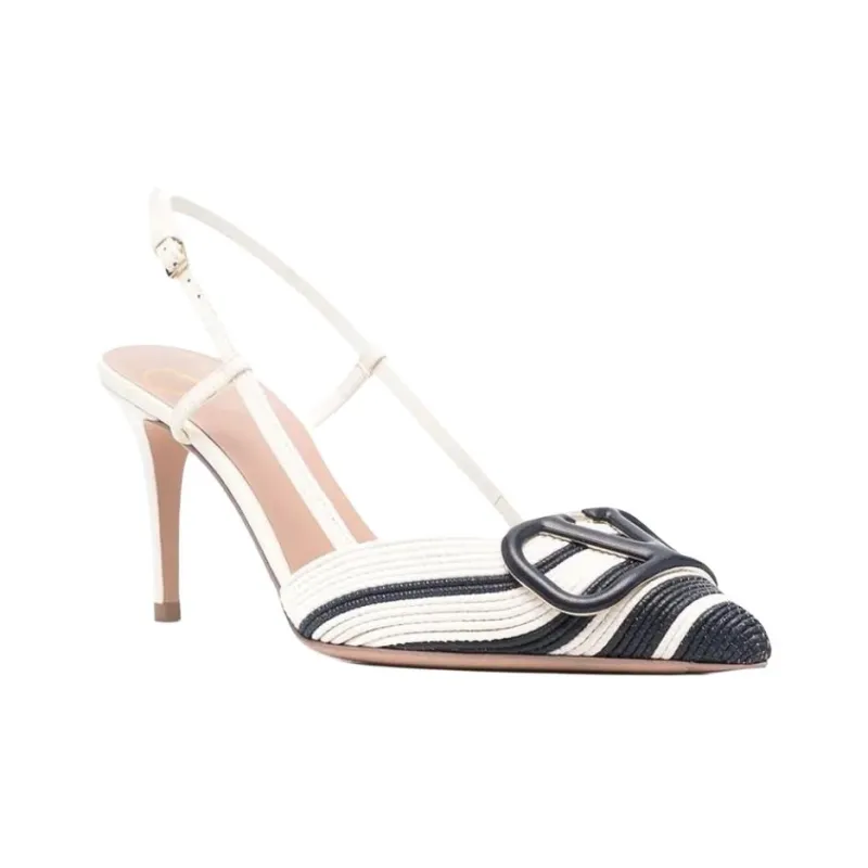 Valentino VLogo Signature Pointed Toe Slingback Pumps-2