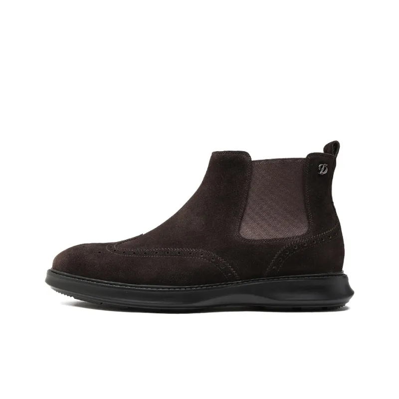 S. T.DUPONT Ankle-Length Suede Fabric Broke Thick Sole Men's Coffee-0