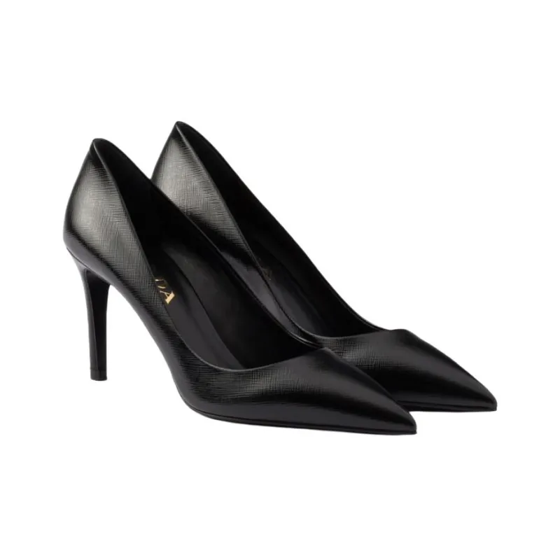 PRADA Saffiano Slim Heel High Heels 8.5cm Women's Black-2