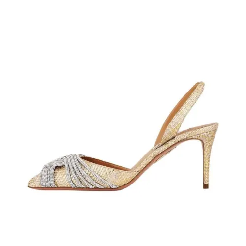 AQUAZZURA Gatsby Sling Slim Heel High Heels 7.5cm Women's Gold
