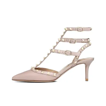 Valentino Rockstud Slim Heel High Heels 6.5cm Women's Pink