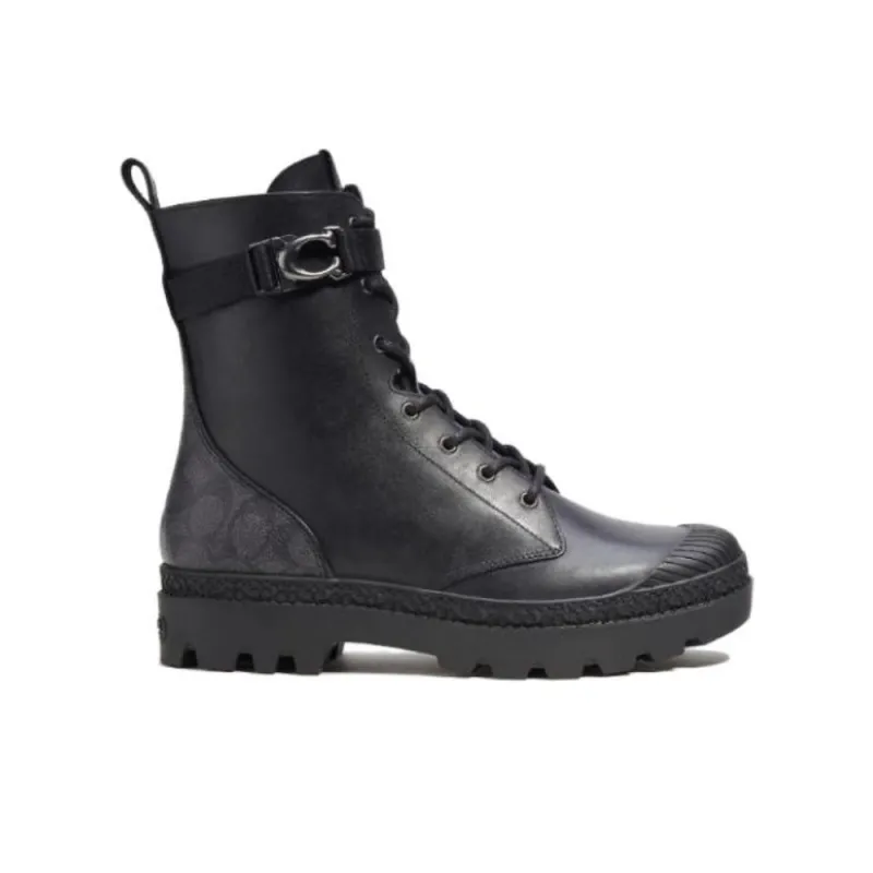 COACH Logo-plaque Leather Ankle Boots-1