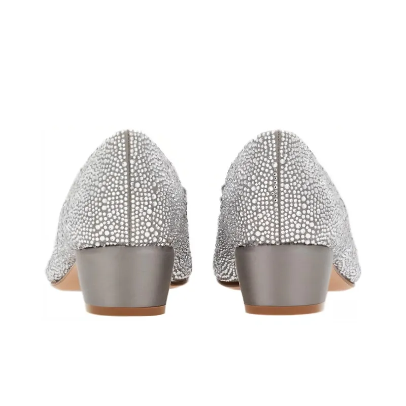 FERRAGAMO Vara Chunky Heel High Heels 3cm Women's Silver-3