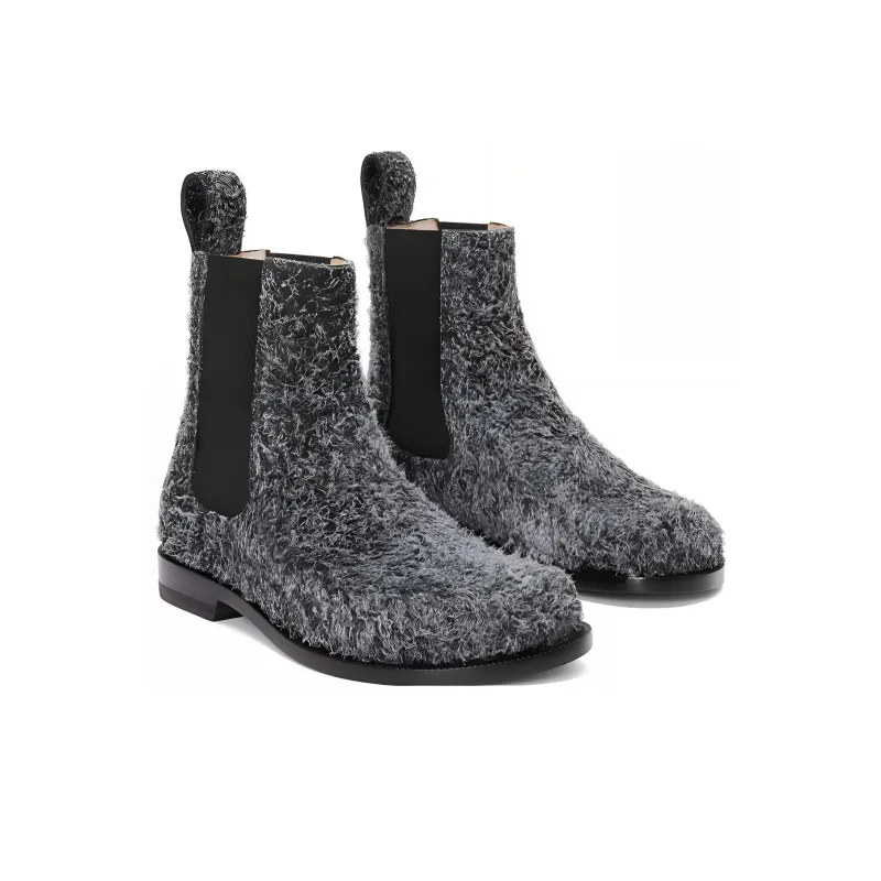 LOEWE Campo Short Chelsea Boots 1.5cm Women's Carbon-3