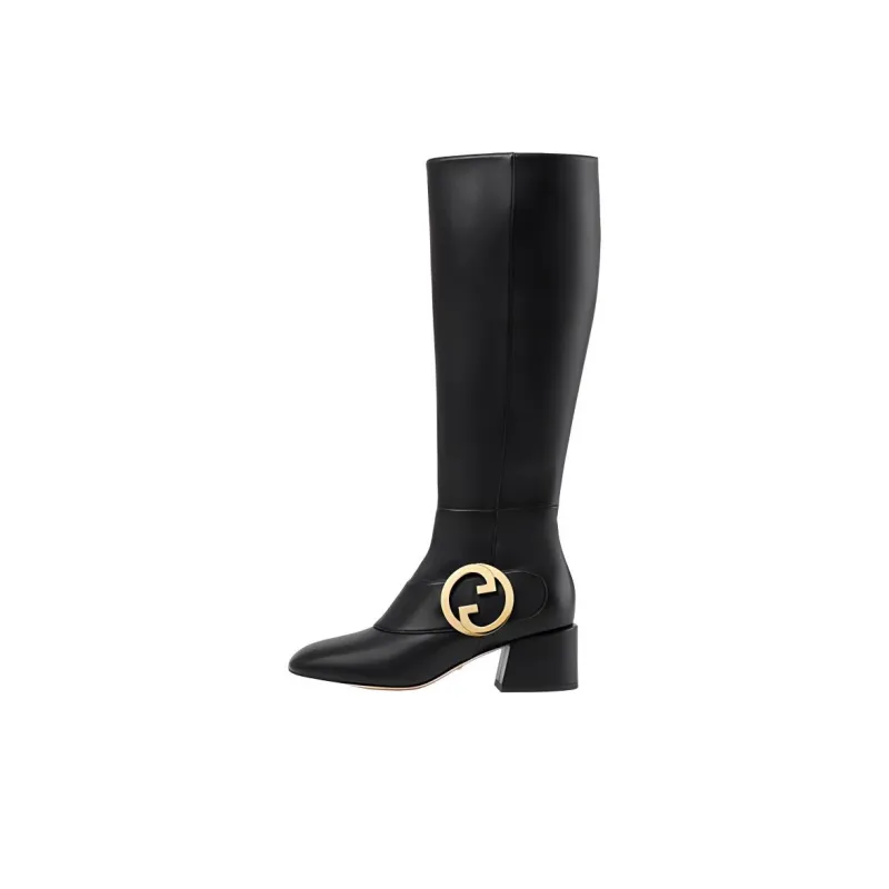 GUCCI Blondie Logo-plaque Knee Boots-0