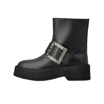 Roger Vivier Buckle Detailed Round Toe Boots Women's