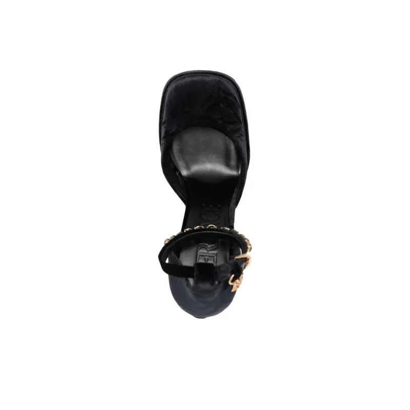 VERSACE Chunky Heel High Heels Women's Black-5