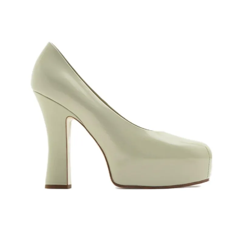 Burberry Arch Chunky Heel High Heels 13cm Women's Gravel Stone Color-1