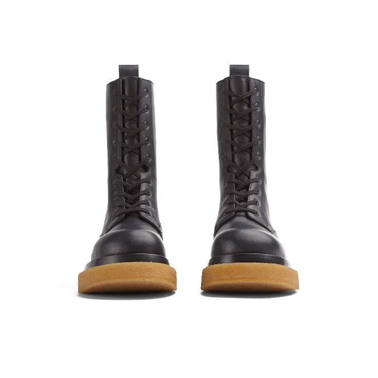 Bottega Veneta Military Calf Lace Up Boot Black-3