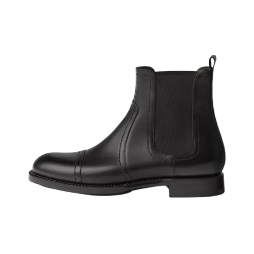 HERMES Short Chelsea Boots Men's Black