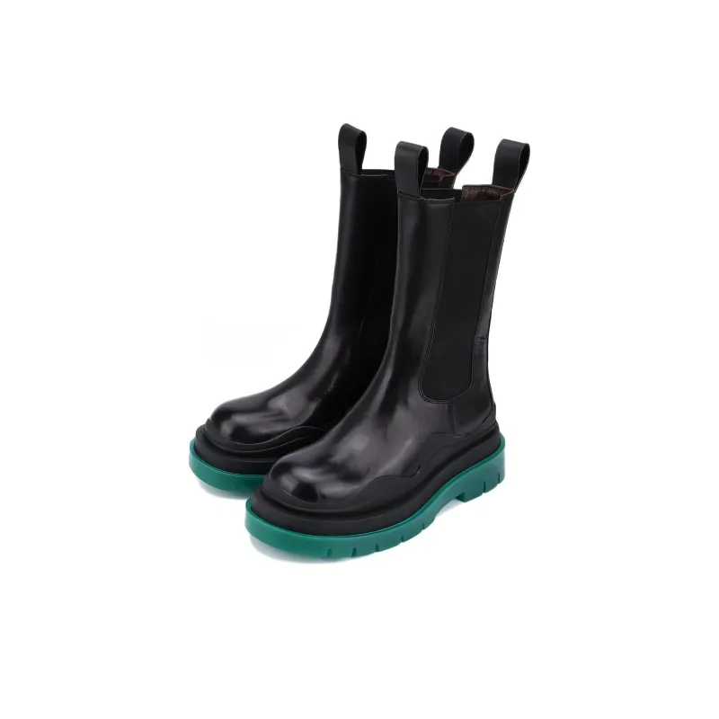 Bottega Veneta Tire Chelsea Ankle Length Chelsea Boots Women's Black Green-2