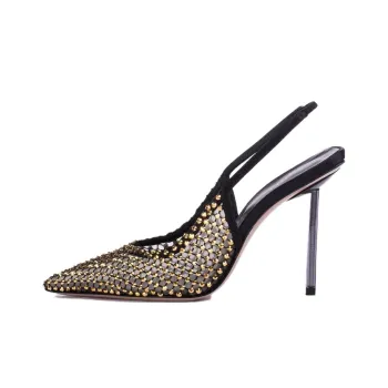Le Silla Gilda Slim Heel High Heels 10cm Women's Black Gold