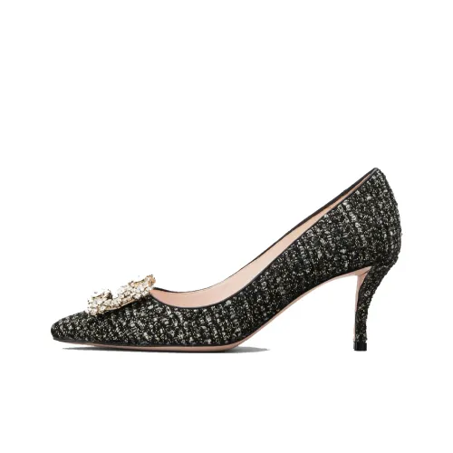 Roger Vivier RV BOUQUET STRASS Slim Heel High Heels 8cm Women's Black