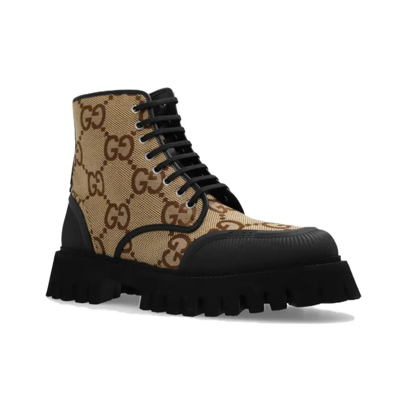 GUCCI Maxi GG Lace Up Boots Camel-2