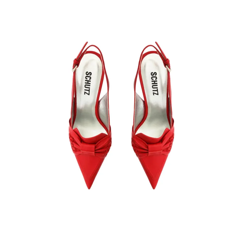 Schutz Fiorella Flared Heel High Heels 10cm Women's Red-4