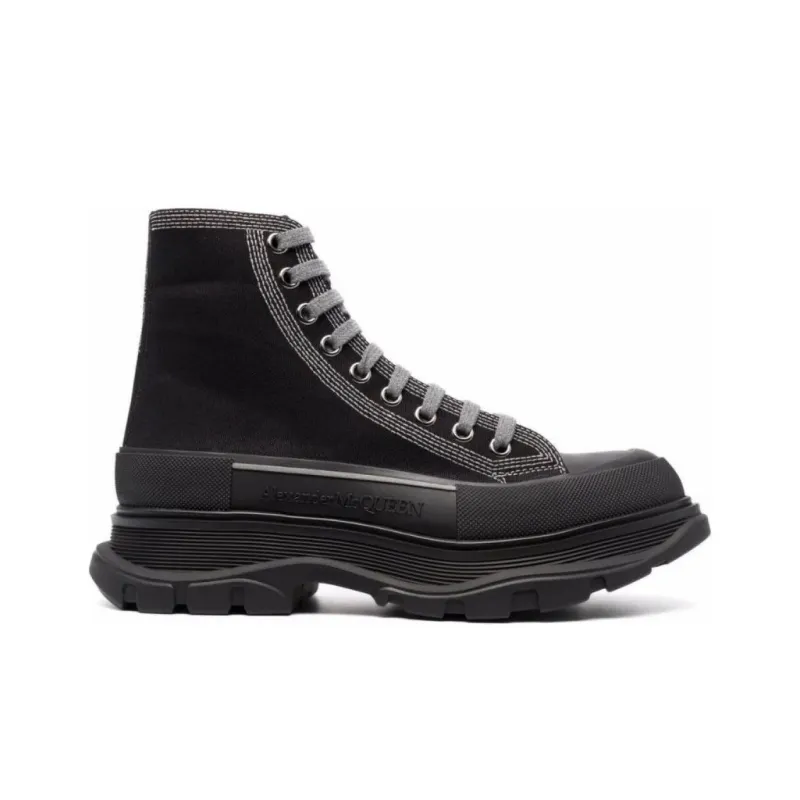 Alexander McQueen Tread Slick High Top Sneakers 'Black Grey'-4