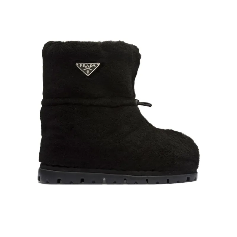 PRADA Warm Knee High Snow Boots Women's Black-1