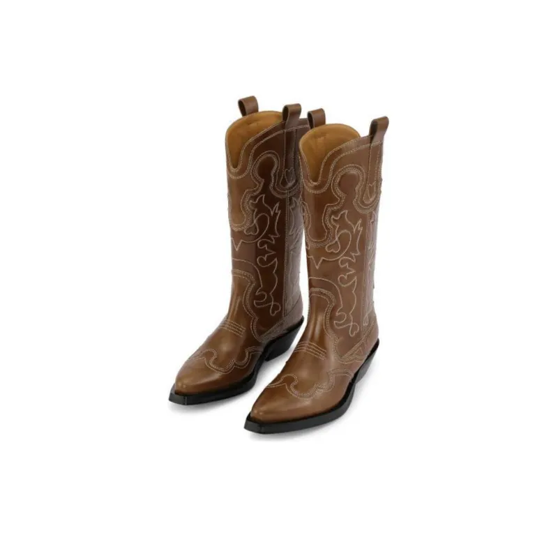GANNI 50mm Mid-calf Western Boots-3