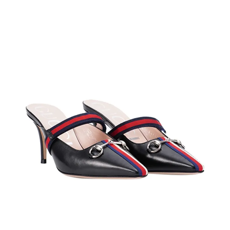 GUCCI Sylvie Slim Heel High Heels 8cm Women's Black-2