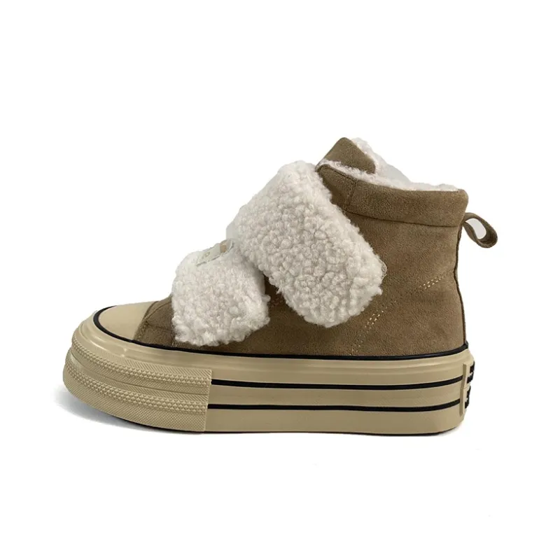 Than Than Me Warm Slip-Resistant Height Increasing High-Top Skateboard Shoes Women's-4