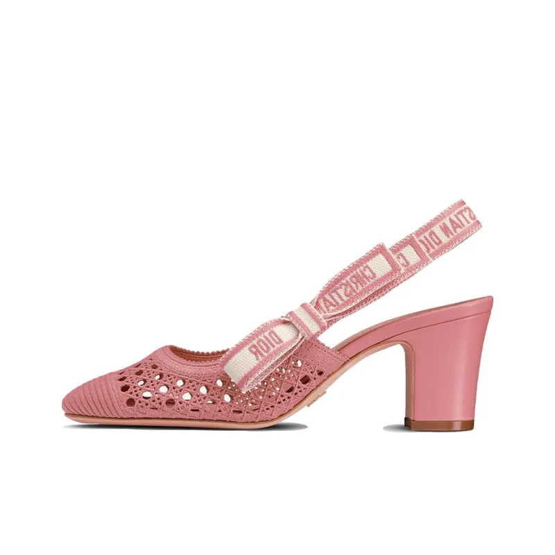DIOR Moi Block Heel High Heels Women's Crimson-0