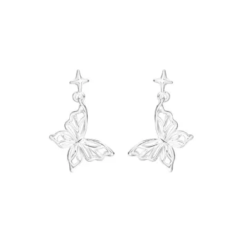 Heart Grass 999 Fine Silver Stud Earrings Women's