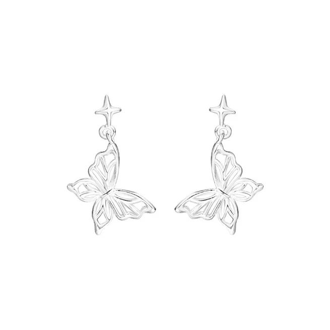 Heart Grass 999 Fine Silver Stud Earrings Women's-0