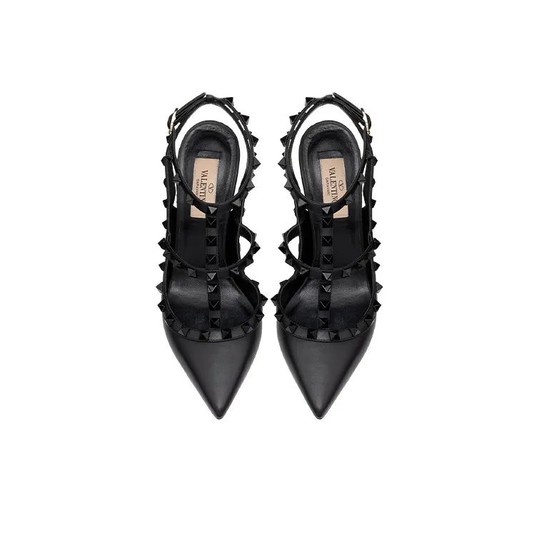 Valentino Rockstud GARAVANI Slim Heel High Heels 10cm Women's Black-3