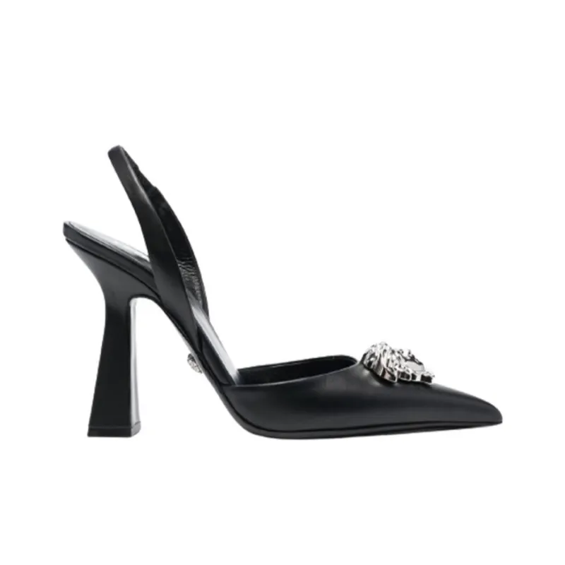 VERSACE Chunky Heel High Heels Women's Black-1