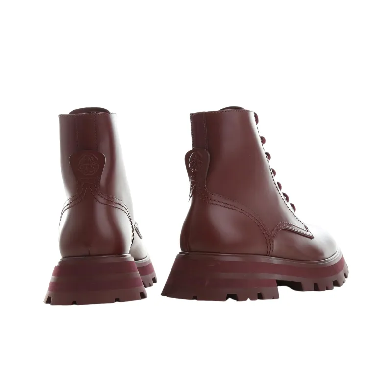 Alexander McQueen Wander Fashion Ankle Boots Women's Burgundy-3