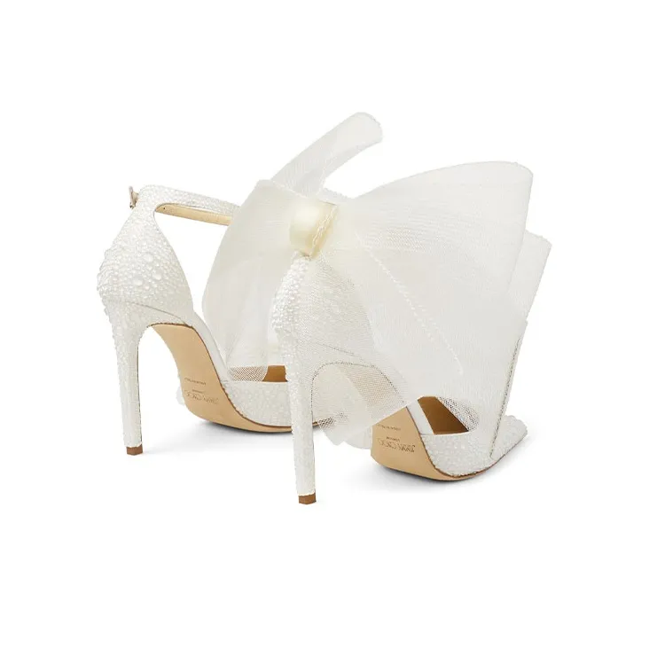 Jimmy Choo Averly Slim Heel High Heels 10cm Women's Ivory White-4