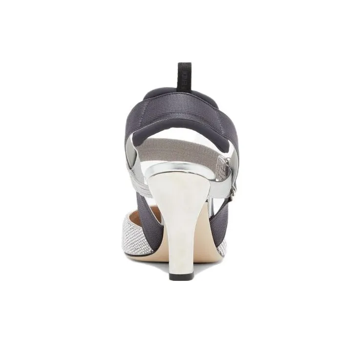 FENDI Colibri Chunky Heel High Heels Women's Silver-3