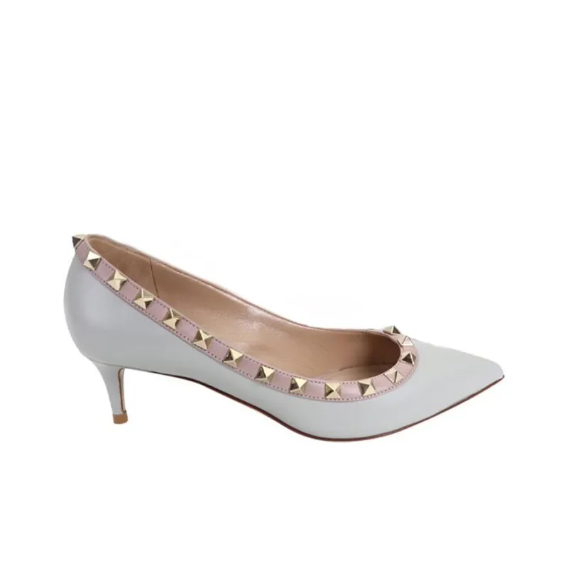 Valentino Rockstud Slim Heel High Heels 5.5cm Women's Gray-1