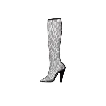 SAINT LAURENT Koller Crystal Net 110mm Boots