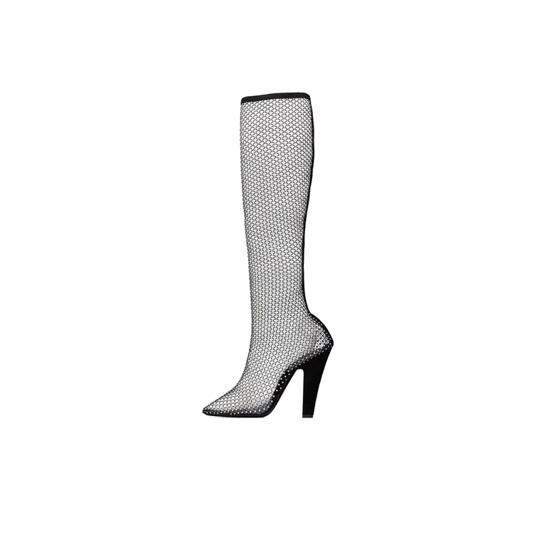 SAINT LAURENT Koller Crystal Net 110mm Boots-0