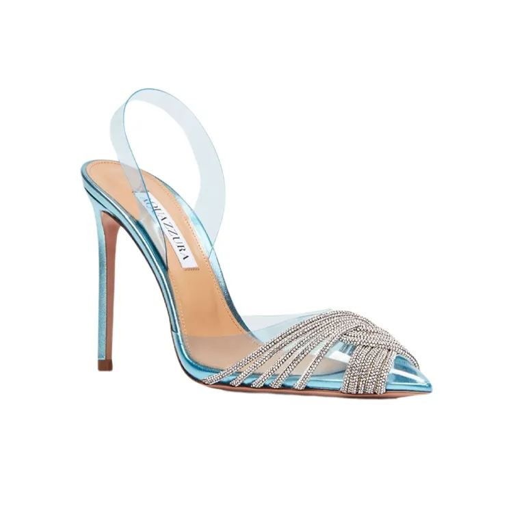 AQUAZZURA Rhinestone-embellished Sling-back Stilettos-2