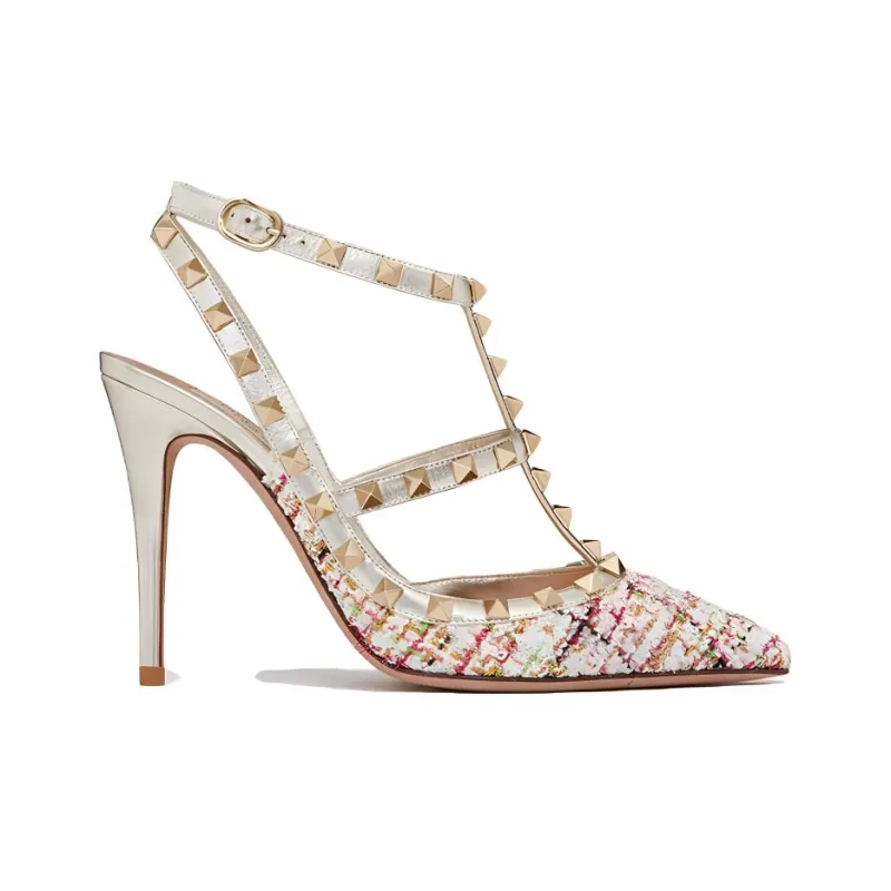 Valentino ROCKSTUD Slim Heel High Heels 10cm Women's Multicolor-1