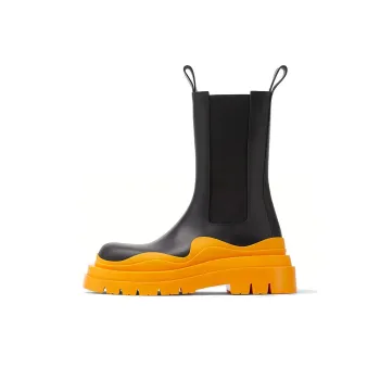 Bottega Veneta Tire Chelsea Crew Chelsea Boots Women's Black Orange