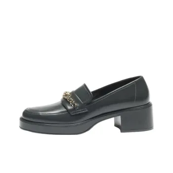 CHANEL 24K Chunky Heel High Heels 5.5cm Women's Black