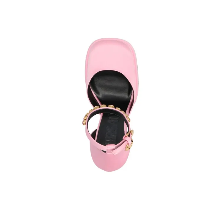 VERSACE Medusa Aevitas 155mm Platform Pumps Candy Satin-3